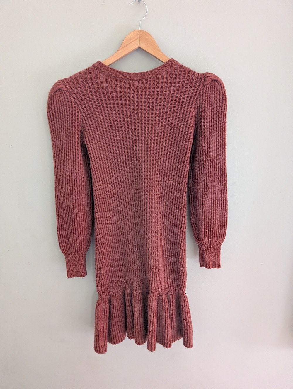 Love, Whit Rust Orange Ruffle Sweater Dress Size XS